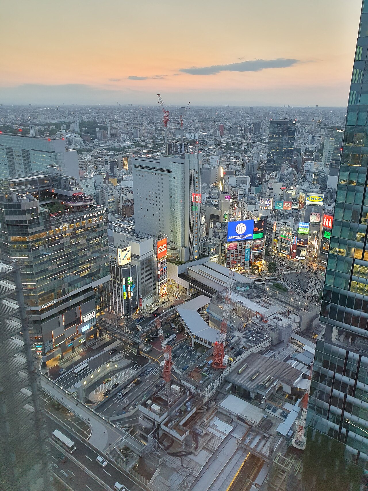 夜の渋谷スクランブル交差点